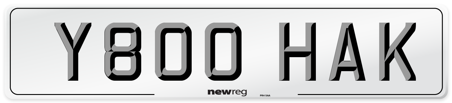 Y800 HAK Number Plate from New Reg